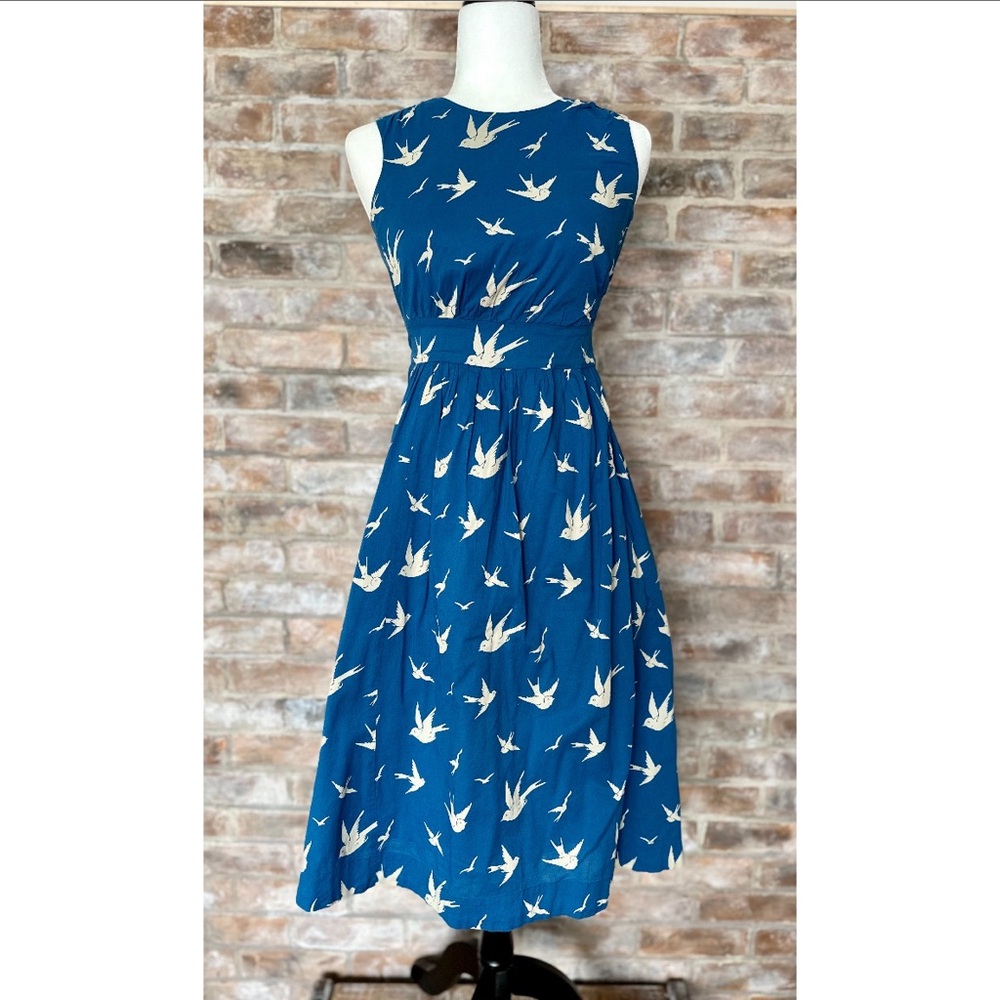 Emily and Fin Blue Bird Print Dress